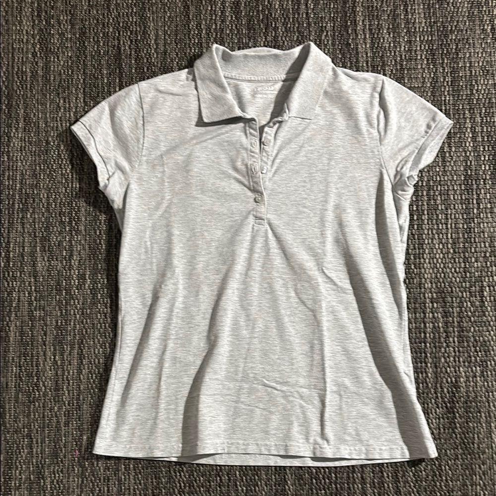 Izod Short Sleeve Polo Uniform Shirt Youth Girls Grey Size XL